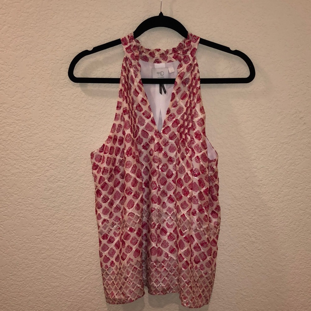 Anthropologie HD in Paris sleeveless blouse pink S